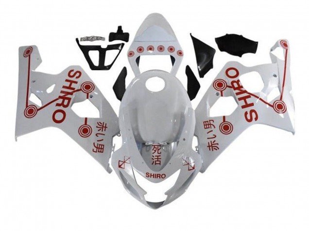 2004-2005 Suzuki GSXR 600 / GSXR 750 Motorcycle Fairings - White Red Shiro Australia