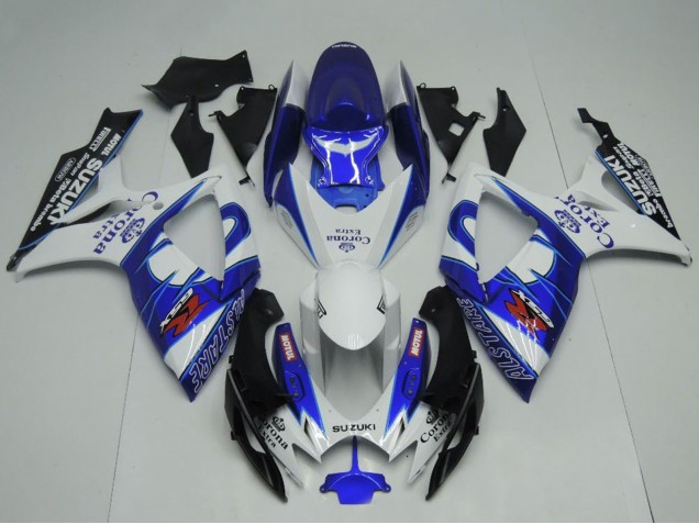 2006-2007 Suzuki GSXR 600 / GSXR 750 Motorcycle Fairings - White Blue Black Corona Extra Motul Australia