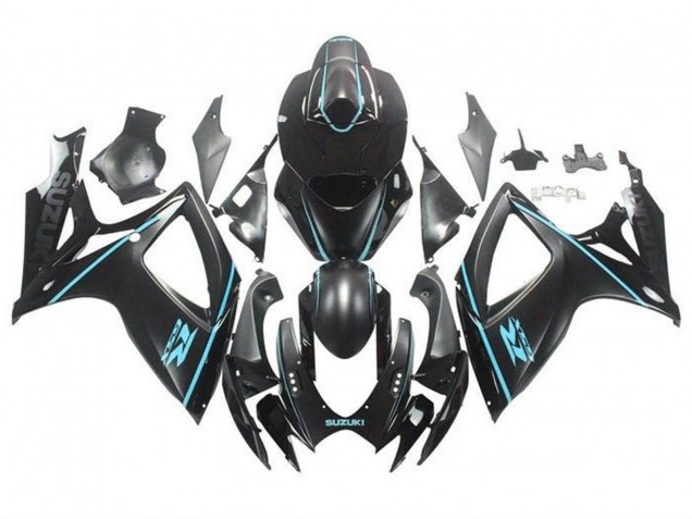 2006-2007 Suzuki GSXR 600 / GSXR 750 Motorcycle Fairings - Matte Black Turquoise Blue Australia
