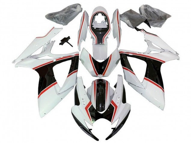 2006-2007 Suzuki GSXR 600 / GSXR 750 Motorcycle Fairings - White Orange Black Pinstripe Australia