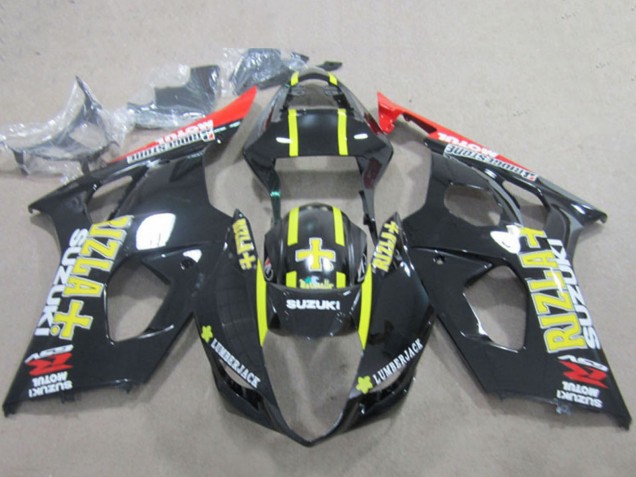 2003-2004 Suzuki GSXR 1000 Motorcycle Fairings - Glossy Black Red Yellow Rizla Australia