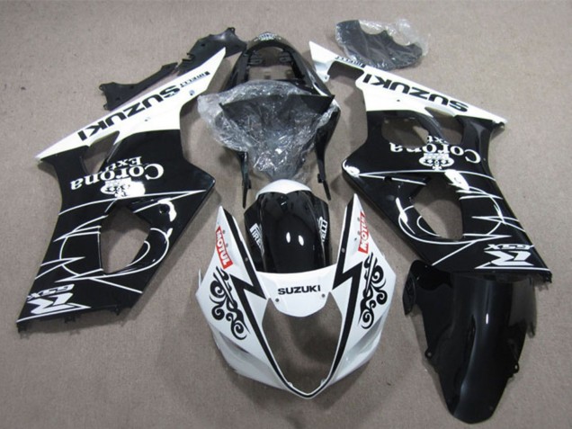 2003-2004 Suzuki GSXR 1000 Motorcycle Fairings - White Glossy Black Corona Extra Motul Australia