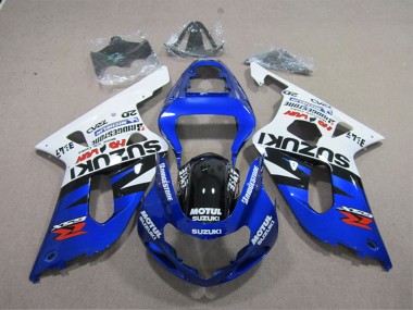 2001-2003 Suzuki GSXR 600 Motorcycle Fairings - White Blue Black Motul Australia