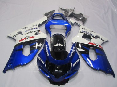 2001-2003 Suzuki GSXR 600 Motorcycle Fairings - White Blue Glossy Black Motul Australia