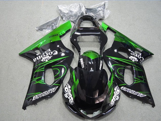 2001-2003 Suzuki GSXR 600 Motorcycle Fairings - Glossy Black Green Corona Extra Alstare Australia