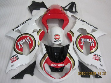 2001-2003 Suzuki GSXR 600 Motorcycle Fairings - White Red Lucky Strike Australia