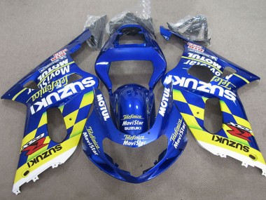 2001-2003 Suzuki GSXR 600 Motorcycle Fairings - Blue Yellow Telefonica MoviStar Australia