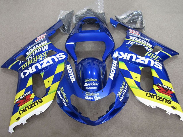 2001-2003 Suzuki GSXR 600 Motorcycle Fairings - Blue Yellow Telefonica MoviStar Australia