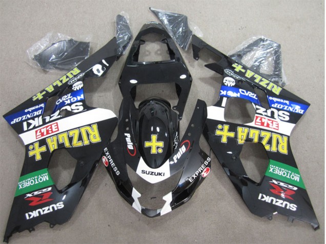 2004-2005 Suzuki GSXR 600 Motorcycle Fairings - Glossy Black White Green Yellow Rizla Australia