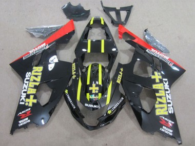2004-2005 Suzuki GSXR 600 Motorcycle Fairings - Glossy Black Red Yellow Rizla Australia