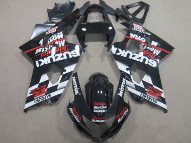 2004-2005 Suzuki GSXR 600 Motorcycle Fairings - Glossy Black Red White Telefonica MoviStar Australia