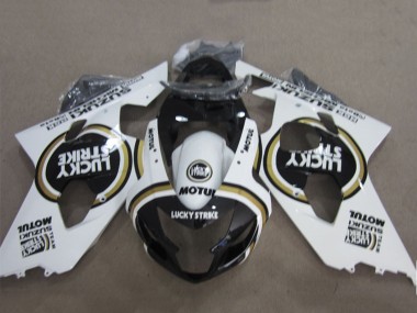 2004-2005 Suzuki GSXR 600 Motorcycle Fairings - White Black Lucky Strike Motul Australia