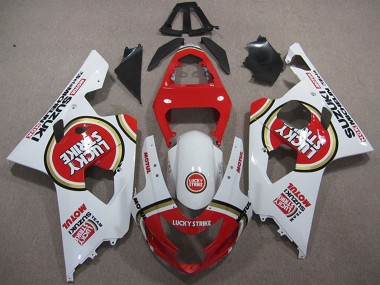 2004-2005 Suzuki GSXR 600 Motorcycle Fairings - White Red Lucky Strike Motul Australia