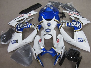 2006-2007 Suzuki GSXR 600 Motorcycle Fairings - White Blue Lucky Strike Motul Australia