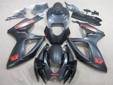 2006-2007 Suzuki GSXR 600 Motorcycle Fairings - Matte Black Red Decal Australia