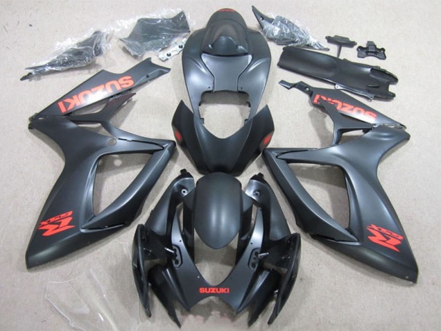 2006-2007 Suzuki GSXR 600 Motorcycle Fairings - Matte Black Red Decal Australia