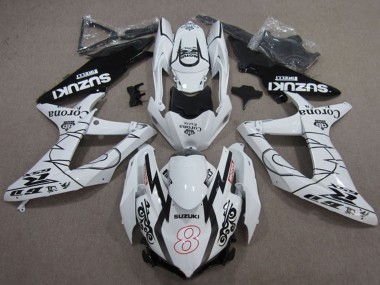 2008-2010 Suzuki GSXR 600 Motorcycle Fairings - White Black Corona Extra Motul 8 Australia
