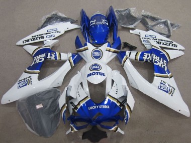 2008-2010 Suzuki GSXR 600 Motorcycle Fairings - White Blue Lucky Strike Motul Australia