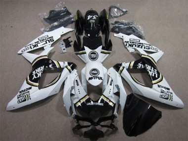 2008-2010 Suzuki GSXR 600 Motorcycle Fairings - White Black Motul Lucky Strike Australia