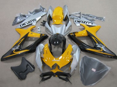 2008-2010 Suzuki GSXR 600 Motorcycle Fairings - Yellow Silver Glossy Black Australia