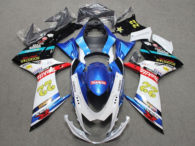 2011-2024 Suzuki GSXR 600 Motorcycle Fairings - Blue White Red Black Rockstar 22 Australia