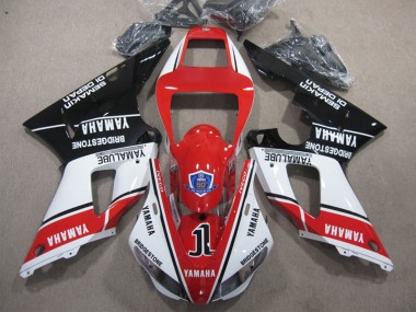 1998-1999 Yamaha YZF R1 Motorcycle Fairings - White Red Glossy Black Yamalube 50 Australia
