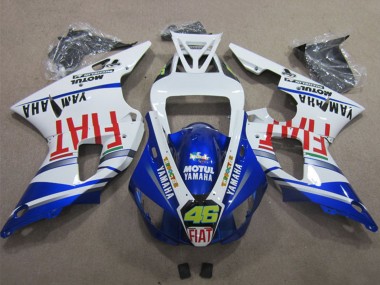 1998-1999 Yamaha YZF R1 Motorcycle Fairings - White Blue Red Motul Fiat 46 Australia