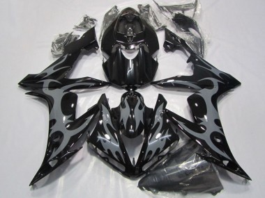 2004-2006 Yamaha YZF R1 Motorcycle Fairings - Glossy Black Grey Flame Australia