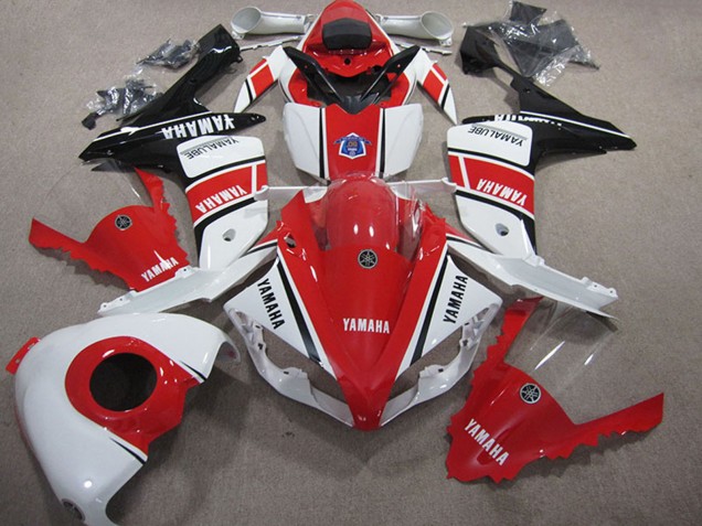 2007-2008 Yamaha YZF R1 Motorcycle Fairing - White Red Glossy Black Australia