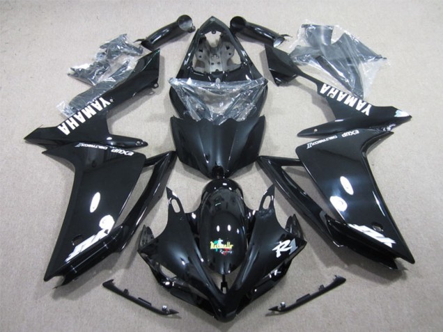 2007-2008 Yamaha YZF R1 Motorcycle Fairings - Glossy Black White Decal Australia