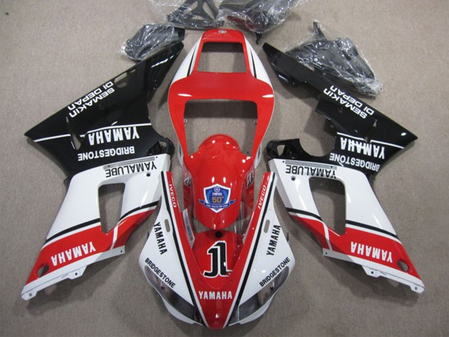 2009-2011 Yamaha YZF R1 Motorcycle Fairings - White Red Black Bridgestone Yamalube Semakin Didepan Australia