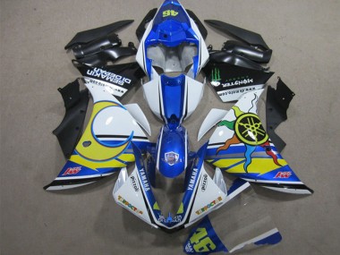 2012-2014 Yamaha YZF R1 Motorcycle Fairings - White Blue Yellow Black Pizzoli Semakin Didepan Monster Australia