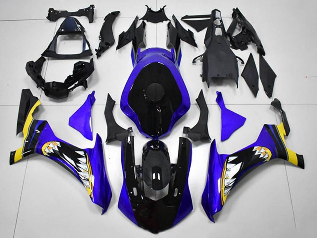 2015-2019 Yamaha YZF R1 Motorcycle Fairings - Blue Yellow Glossy Black Shark Australia