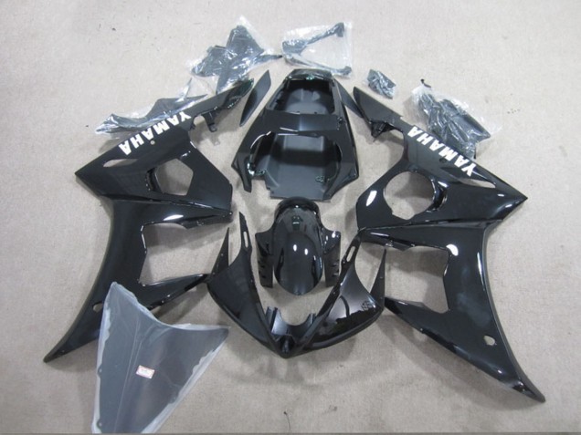 2003-2004 Yamaha YZF R6 Motorcycle Fairing - Glossy Black White Decals Australia