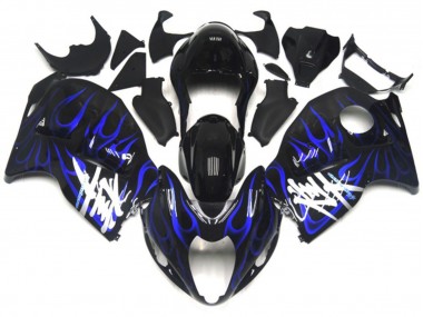 1997-2007 Black with Deep Blue Flame Suzuki GSXR 1300 Hayabusa Motorcycle Fairing