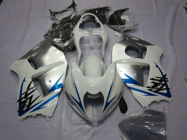 1997-2007 Blue White and Silver Suzuki GSXR 1300 Hayabusa Motorcycle Fairing 1997-2007 Blue White and Silver Suzuki GSXR 1300 Hayabusa Motorcycle Fairing
