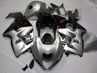 1997-2007 Silver and Dark Red Suzuki GSXR 1300 Hayabusa Motorcycle Fairing
