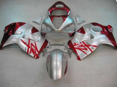 1997-2007 Silver and Red Suzuki GSXR 1300 Hayabusa Motorcycle Fairing