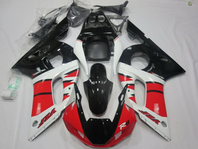 1998-2002 Red White Design Yamaha R6 Motorcycle Fairing