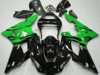 2000-2001 Black Flame & Green Yamaha R1 Motorcycle Fairing