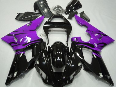 2000-2001 Black Flame & Purple Yamaha R1 Motorcycle Fairing