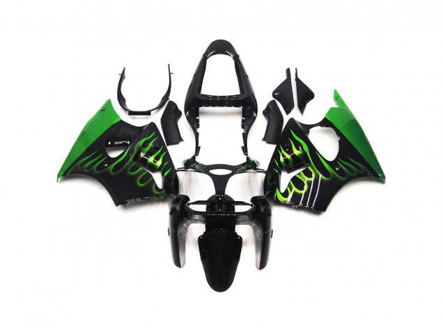 2000-2002 Gloss Green Flame Plain Kawasaki ZX6R Motorcycle Fairing 2000-2002 Gloss Green Flame Plain Kawasaki ZX6R Motorcycle Fairing