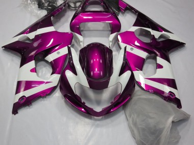 2000-2002 Gloss Pink & White Suzuki GSXR 1000 Motorcycle Fairing
