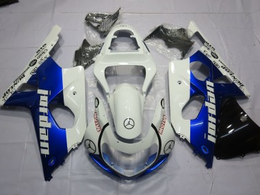 2000-2002 Jordan Blue and White Suzuki GSXR 1000 Motorcycle Fairing