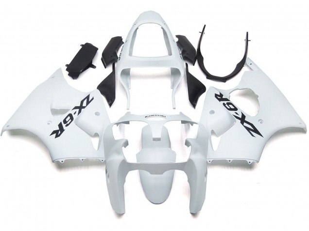 2000-2002 Plain Gloss White With Logo Kawasaki ZX6R Motorcycle Fairing