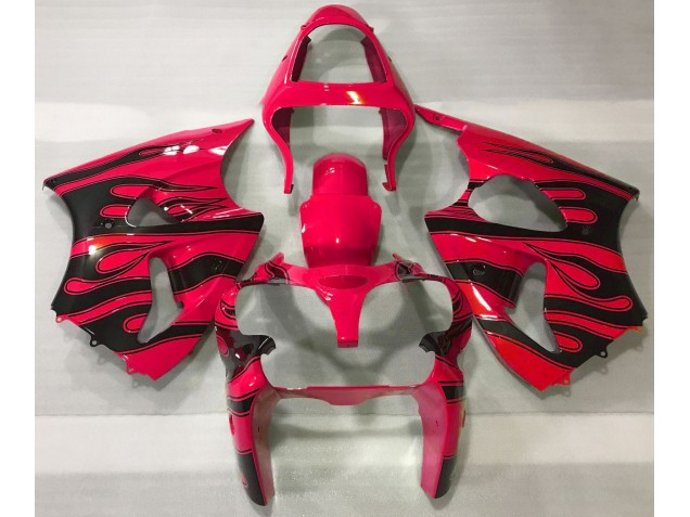 2000-2002 Red & Black Flame Kawasaki ZX6R Motorcycle Fairing
