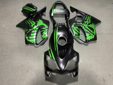 2001-2003 Matte Black & Green Skull Honda CBR600 F4i Motorcycle Fairing