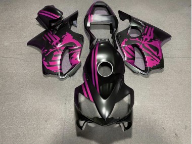 2001-2003 Matte Black & Pink Skull Honda CBR600 F4i Motorcycle Fairing
