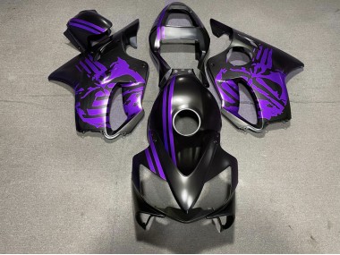 2001-2003 Matte Black & Purple Skull Honda CBR600 F4i Motorcycle Fairing