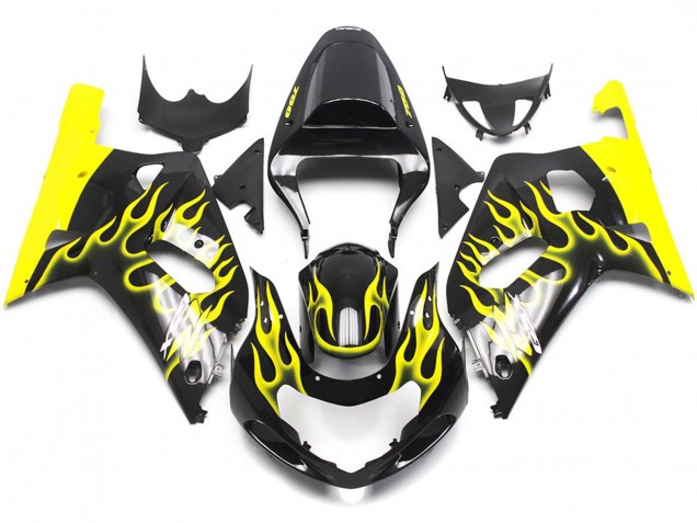 2001-2003 Vibrant Yellow Flame Suzuki GSXR 600-750 Motorcycle Fairing 2001-2003 Vibrant Yellow Flame Suzuki GSXR 600-750 Motorcycle Fairing